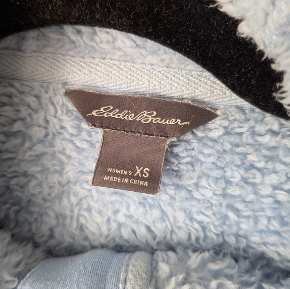 Eddie Bauer Powder Blue Fleece Full Zip Hoodie size XS - EUC - Picture 3 of 3